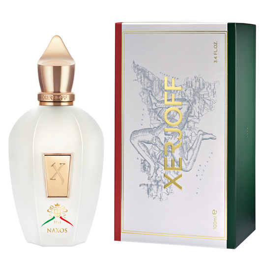 Naxos 1861 XJ By Xerjoff bottle with box on a plain background